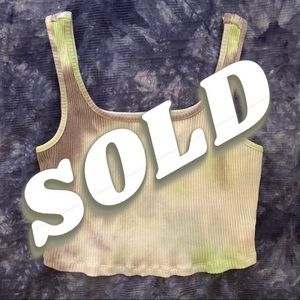 SOLD Green Tie Dye Cropped Ribbed Tank